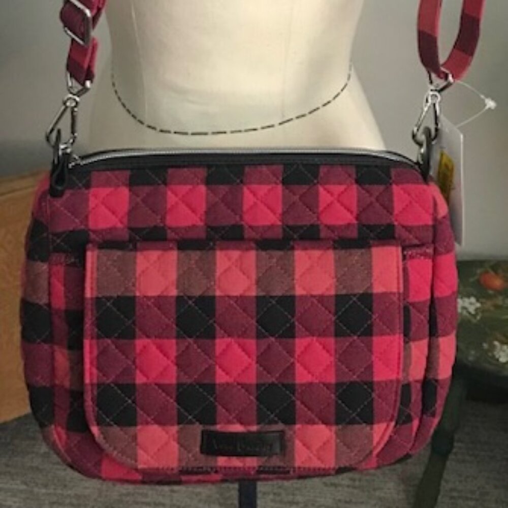 VERA BRADLEY RED & BLACK QUILTED BUFFALO CHECK CROSSBODY HANDBAG- NWT